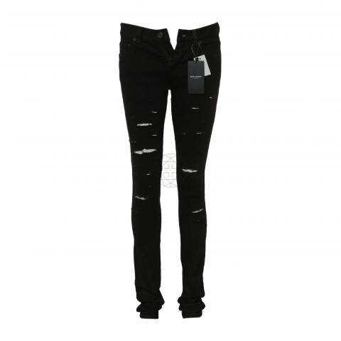 Saint laurent hot sale black distressed jeans